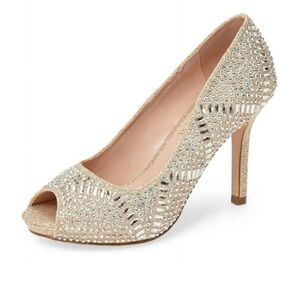 Lauren Lorraine “Paula” rhinestone peep toe heels Sz 9
